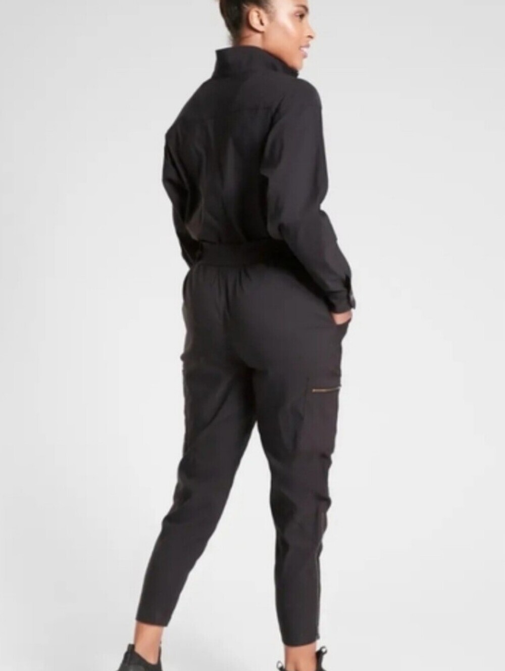 Athleta Lenox Utility Cargo Jumpsuit Black Wmn Sz 6 Gorpcore Athletic - Picture 2 of 16